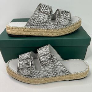 Logo Lori Goldstein Grey White Snake Leather Lindsay Slide Sandal New #514